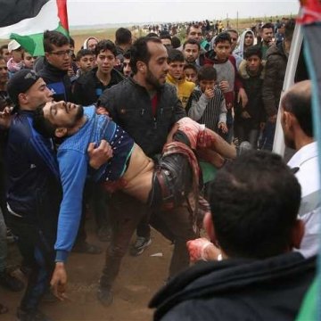یک شهید و ۲۲۰ زخمی در تظاهرات غزه